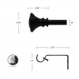 Scarlette Adjustable Single Curtain Rod 84 Inch to 120 Inch-Black