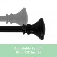 Scarlette Adjustable Single Curtain Rod 84 Inch to 120 Inch-Black