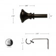 Scarlette Adjustable Single Curtain Rod 28 Inch to 48 Inch-Bronze