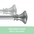 Scarlette Adjustable Single Curtain Rod 84 Inch to 120 Inch-Antique Silver