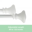 Scarlette Adjustable Single Curtain Rod 84 Inch to 120 Inch-White