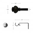 Kings Adjustable Single Curtain Rod 28 Inch to 48 Inch-Black