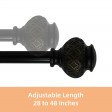 Kings Adjustable Single Curtain Rod 28 Inch to 48 Inch-Black