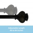 Kings Adjustable Single Curtain Rod 48 Inch to 84 Inch-Black