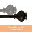 Kings Adjustable Single Curtain Rod 28 Inch to 48 Inch-Bronze