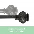 Kings Adjustable Single Curtain Rod 84 Inch to 120 Inch-Venetian Silver