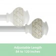 Kings Adjustable Single Curtain Rod 84 Inch to 120 Inch-White
