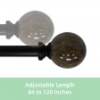 Tom Adjustable Single Curtain Rod 84 Inch to 120 Inch-Black