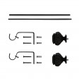 Peony Adjustable Single Curtain Rod 18 Inch to 36 Inch-Black