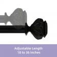 Peony Adjustable Single Curtain Rod 18 Inch to 36 Inch-Black