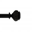 Peony Adjustable Single Curtain Rod 36 Inch to 72 Inch-Black