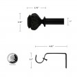 Peony Adjustable Single Curtain Rod 36 Inch to 72 Inch-Black