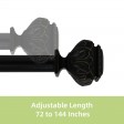 Peony Adjustable Single Curtain Rod 72 Inch to 144 Inch-Black
