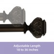Peony Adjustable Single Curtain Rod 18 Inch to 36 Inch-Bronze