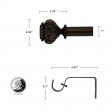 Peony Adjustable Single Curtain Rod 36 Inch to 72 Inch-Bronze