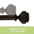 Peony Adjustable Single Curtain Rod 72 Inch to 144 Inch-Bronze