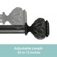 Peony Adjustable Single Curtain Rod 36 Inch to 72 Inch-Venetian Silver