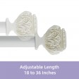 Peony Adjustable Single Curtain Rod 18 Inch to 36 Inch-White