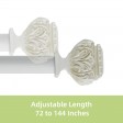 Peony Adjustable Single Curtain Rod 72 Inch to 144 Inch-White