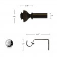 Bruce Adjustable Single Curtain Rod 72 Inch to 144 Inch-Bronze