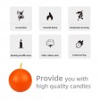 2 Inch Orange Ball Candles (12pc/Box)