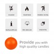 4 Inch Orange Ball Candles (12pcs/Case) Bulk