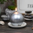 3 Inch Metallic Silver Ball Candles (36pcs/Case) Bulk