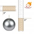 3 Inch Metallic Silver Ball Candles (6pc/Box)