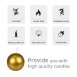 3 Inch Metallic Gold Ball Candles (36pcs/Case) Bulk