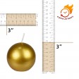 3 Inch Metallic Gold Ball Candles (36pcs/Case) Bulk