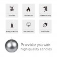 4 Inch Metallic Silver Ball Candles (2pc/Box)