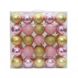 Combo 50Pk 3 Inch Shiny Glitter Square-Gold/Pink Christmas Ornament