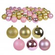 Combo 50Pk 3 Inch Shiny Glitter Square-Gold/Pink Christmas Ornament