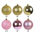 Combo 50Pk 3 Inch Shiny Glitter Square-Gold/Pink Christmas Ornament