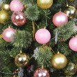 Combo 50Pk 3 Inch Shiny Glitter Square-Gold/Pink Christmas Ornament