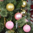 Combo 50Pk 3 Inch Shiny Glitter Square-Gold/Pink Christmas Ornament