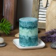 3 x 4 Inch Tritone Blue/Teal Scented Pillar Candle(24pcs/Case)