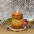 3 x 4 Inch Tritone Orange/Rust Scented Pillar Candle