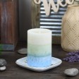 3 x 4 Inch Tritone BL/GRN/WHT Scented Pillar Candle