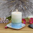 3 x 4 Inch Tritone BL/GRN/WHT Scented Pillar Candle