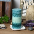 3 x 6 Inch Tritone Blue/Teal Scented Pillar Candle(12pcs/Case)