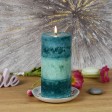 3 x 6 Inch Tritone Blue/Teal Scented Pillar Candle(12pcs/Case)