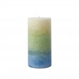 3 x 6 Inch Tritone BL/GRN/WHT Scented Pillar Candle