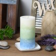 3 x 6 Inch Tritone BL/GRN/WHT Scented Pillar Candle