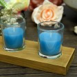 Turquoise Round Glass Votive Candles (12pc/Box)