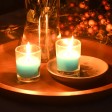 Turquoise Round Glass Votive Candles (12pc/Box)