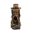 31 Inch Tree Stump Face Fountain with Led Light and Bird House