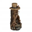 31 Inch Tree Stump Face Fountain with Led Light and Bird House
