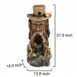 31 Inch Tree Stump Face Fountain with Led Light and Bird House