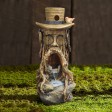 31 Inch Tree Stump Face Fountain with Led Light and Bird House